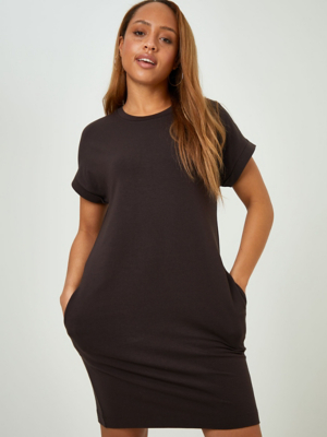 Brown Plain T-Shirt Mini Dress | Women ...